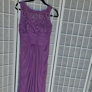 David's Bridal Purple Lace Maxi Dress